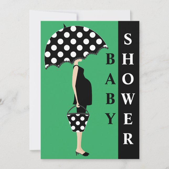 Poka Dot Baby Shower Invitations {Green} (Devant)