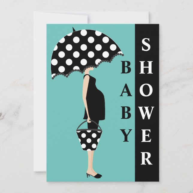 Poka Dot Baby Shower Invitations {Turquoise} (Devant)