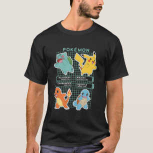Pokã©Mon Shot Kanto Region Sters Pokedex Grid T-Shirt