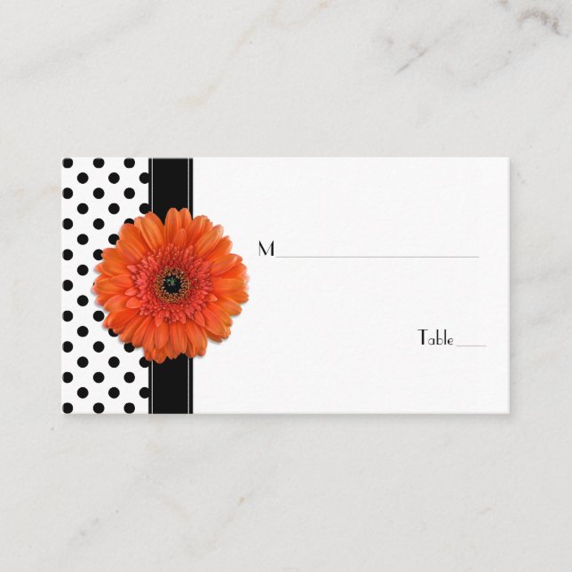 Poka Noir Blanc Point Orange Gerber Place Carte (Devant)