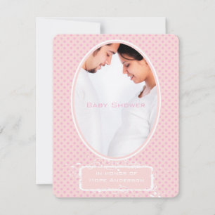 Poka Punkte Rosa Foto Baby Mädchen Shower Ankündig Einladung
