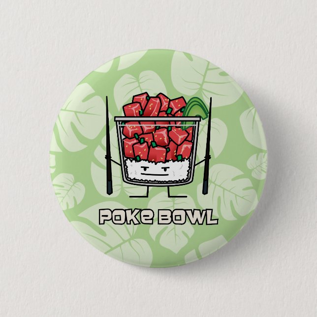 Poke Bowl Hawaii Roher Fischsalat Stäbchen aku Button (Vorderseite)