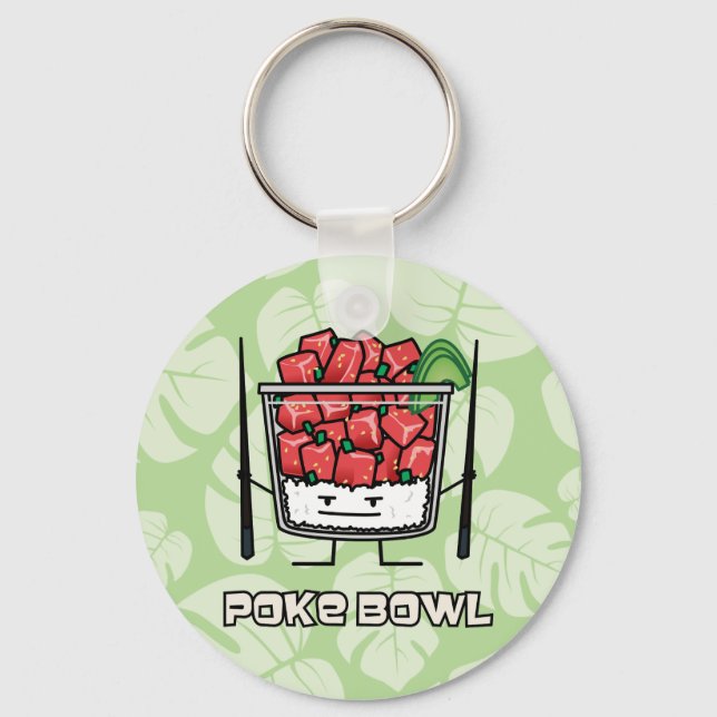 Poke Bowl Hawaii Roher Fischsalat Stäbchen aku Schlüsselanhänger (Vorderseite)