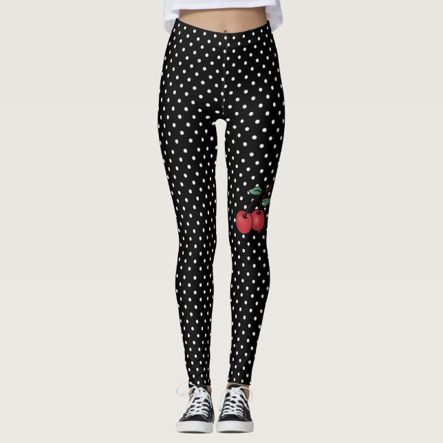 Poke Punkte mit Kirschakzent Leggings (Vorderseite)