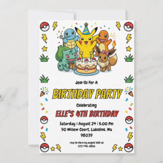 Pokémon Birthday Invitations Einladung