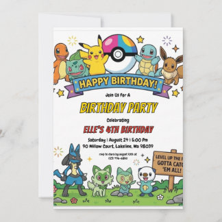 Pokémon Birthday Invitations Einladung