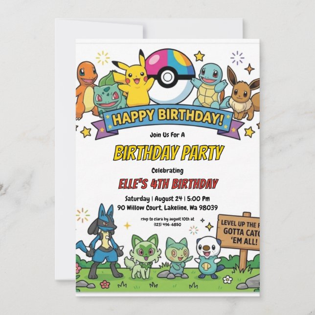 Pokémon Birthday Invitations Einladung (Vorderseite)
