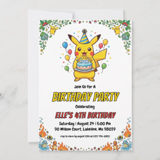 Pokémon Birthday Invitations Einladung