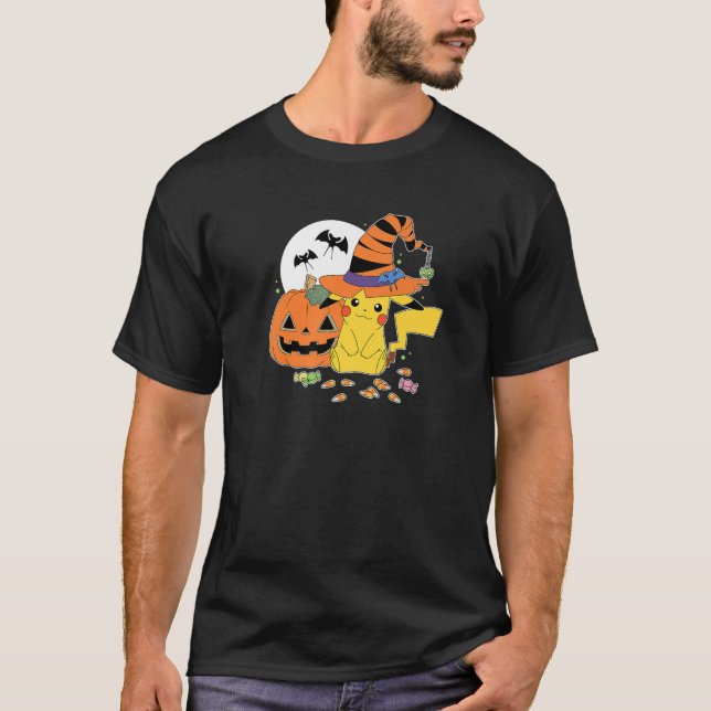Pokémon Hexe Pikachu mit Candy Premium T-Shirt (Vorderseite)