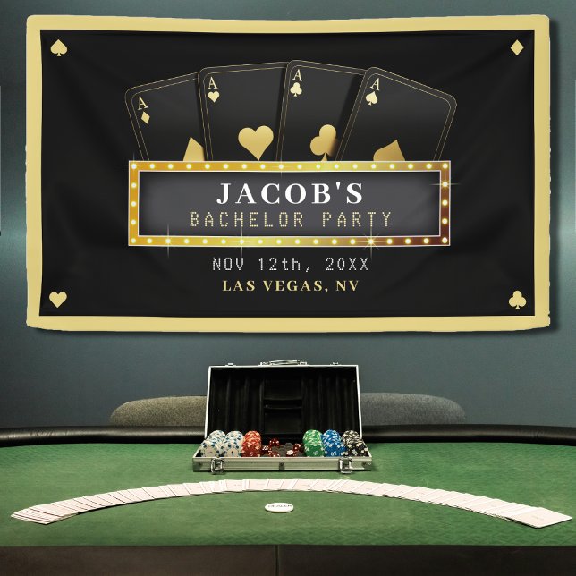 Poker Aces Black & Gold Bachelor Party Banner (Poker Aces Black & Gold Bachelor Party Banner
)