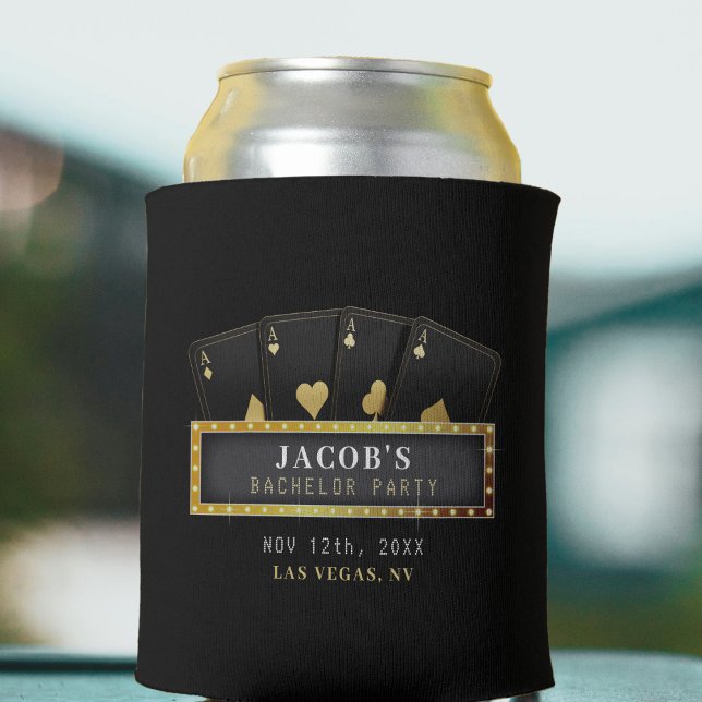 Poker Aces Black & Gold Bachelor Party Dosenkühler (Poker Aces Black & Gold Bachelor Party Can Cooler
)