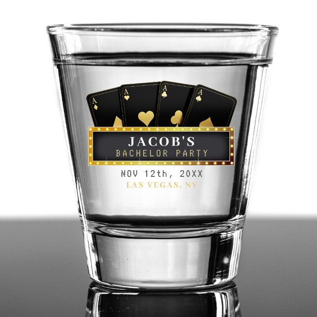 Poker Aces Black & Gold Bachelor Party Schnapsglas (Poker Aces Black & Gold Bachelor Party Shot Glass
)