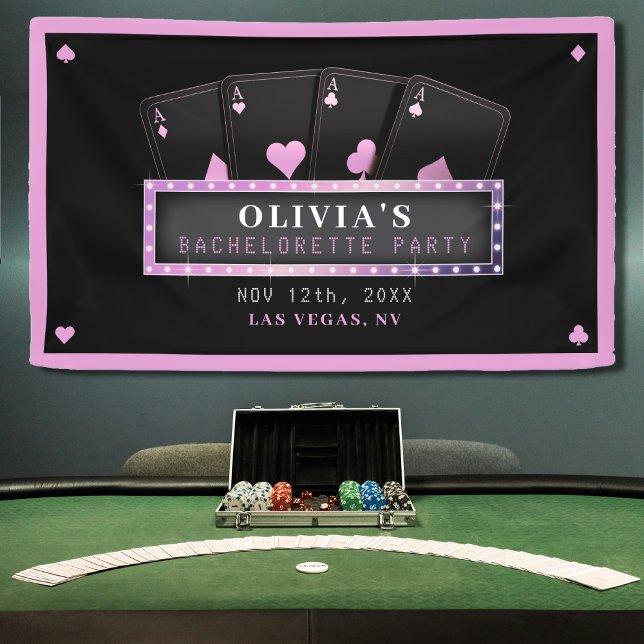Poker Aces Pink & Black Junggeselinnen-Abschied Banner (Poker Aces Pink & Black Bachelorette Party Banner
)