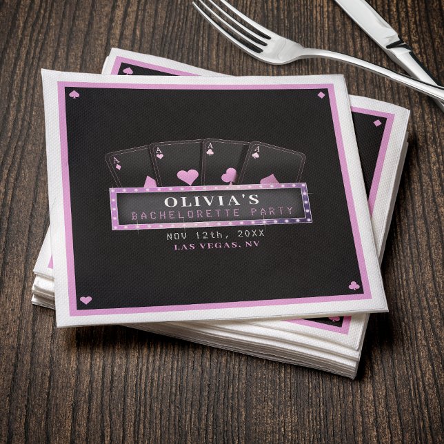 Poker Aces Pink & Black Junggeselinnen-Abschied Serviette (Poker Aces Pink & Black Bachelorette Party Napkins
)