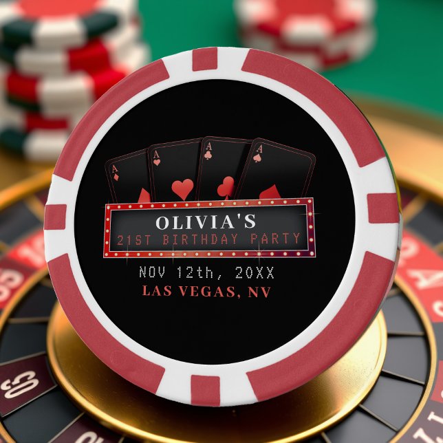 Poker Aces Red & Black 21. Geburtstag Party Pokerchips (Von Creator hochgeladen)