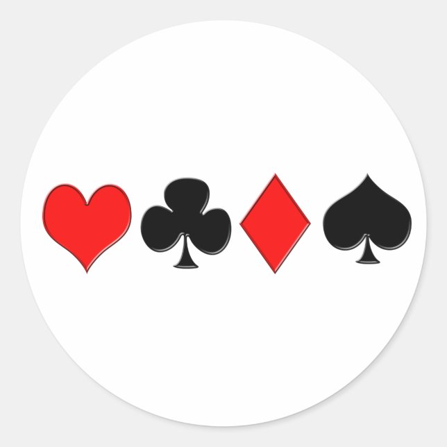 Poker-Anzug-Sticker Runder Aufkleber (Vorderseite)
