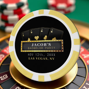 Poker Asse Gold & Black Junggesellenparty Pokerchips