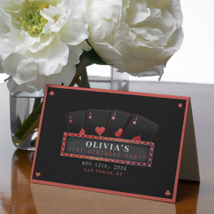 Poker-Asse Rot & Schwarz 21. Geburtstagsfeier Dankeskarte