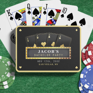 Poker-Asse Schwarz & Gold Junggesellenabschied Spielkarten