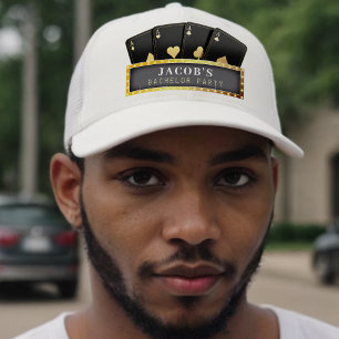 Poker-Asse Schwarz & Gold Junggesellenabschied Truckerkappe