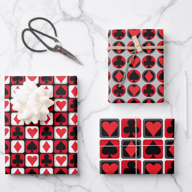 Poker Card Anzug Party Geschenkpapier Set (Vorderseite)