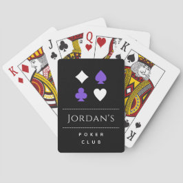 Poker Card Anzug Symbole Schwarz-weiß Lila & Name Spielkarten