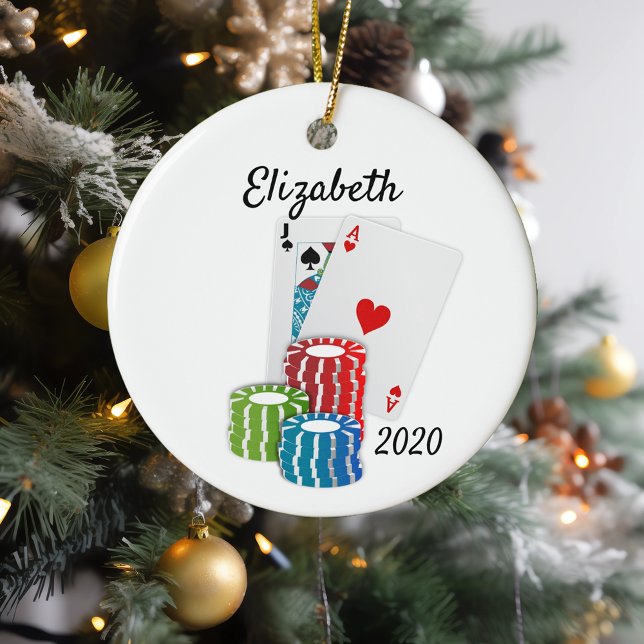Poker Cards Casino Chips Glücksspiele Keramik Ornament (Von Creator hochgeladen)