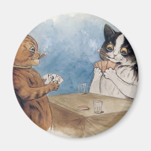 Poker Cats Artwork von Louis Wain Magnet
