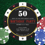 Poker Chip 50. Geburtstagsparty Einladung<br><div class="desc">Cool,  schwarz,  weiß,  rot und gold Casino Poker Chip 50. Geburtstagsfeier Einladung. Personalisieren Sie es mit Ihren Veranstaltungsdetails und einem Foto auf der Rückseite.</div>