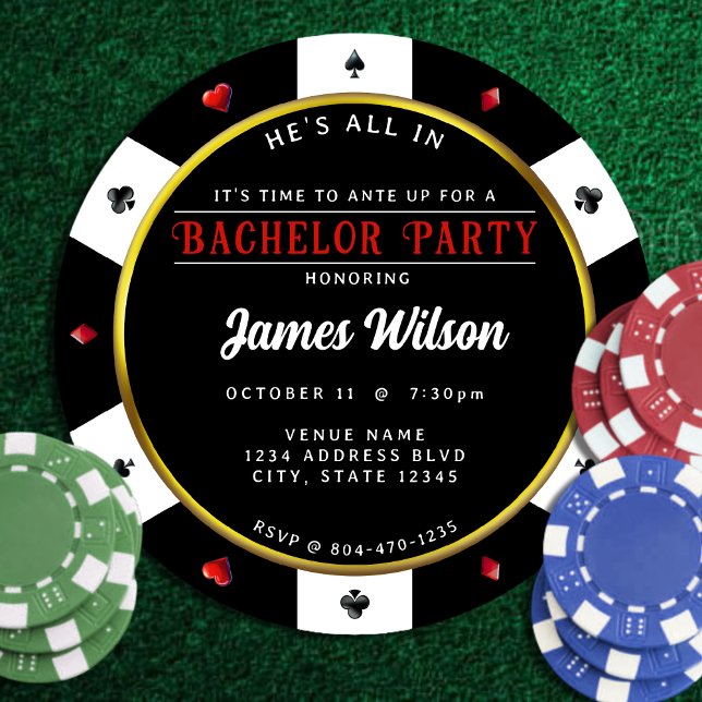 Poker Chip Bachelor Party Einladung (Poker Chip Bachelor Party Invitation
)
