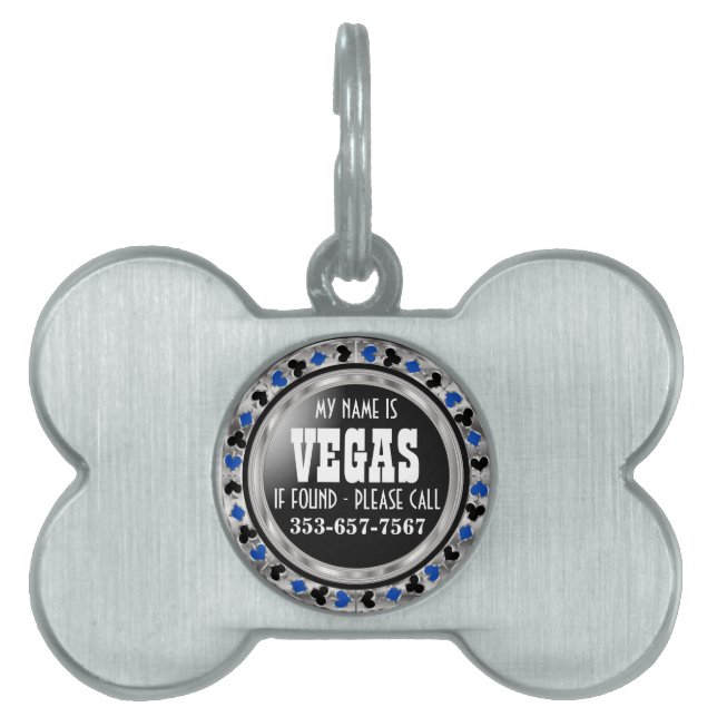 Poker Chip Blue Design | Anpassen Tiermarke (Vorderseite)