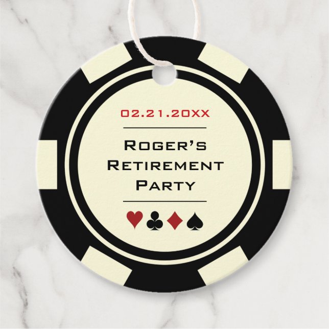 Poker Chip Casino Schwarz Geschenkanhänger (Vorderseite)