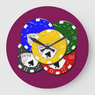 Poker-Chip-Großuhr Große Wanduhr
