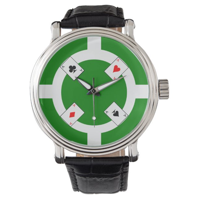 Poker Chip - Grün Armbanduhr (Vorderseite)
