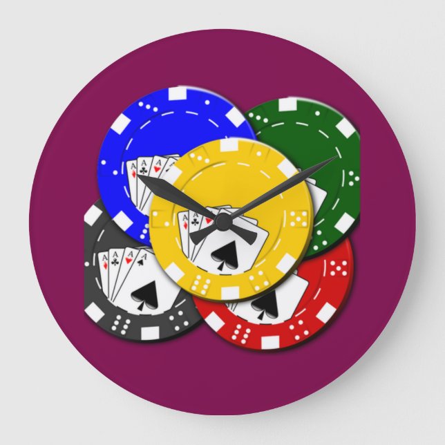 Poker Chip  Large Clock Große Wanduhr (Vorderseite)