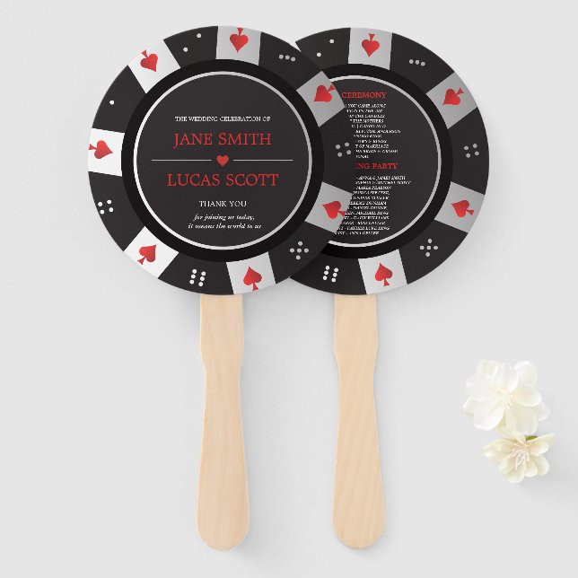 Poker Chip Las Vegas Casino Hochzeitsprogramm Fächer (Vorne und Hinten)