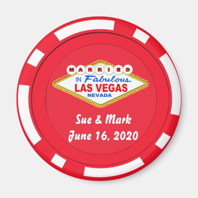 Poker Chip Magnet marié à Las Vegas (Devant)