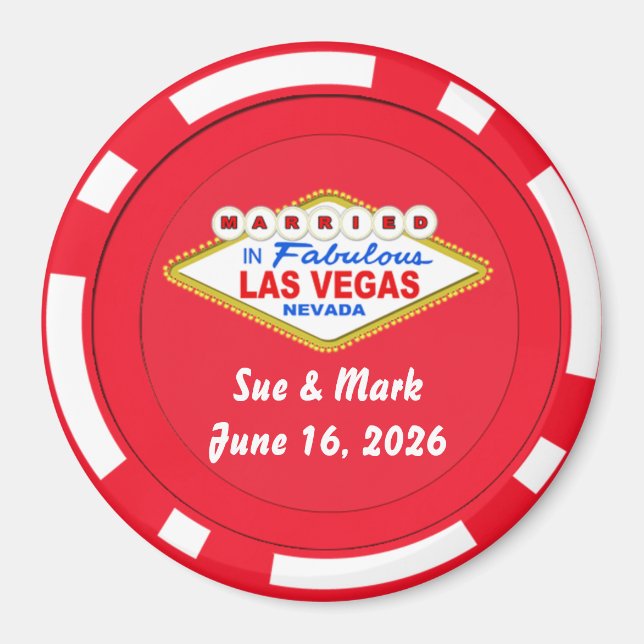 Poker Chip Magnet Married in Las Vegas (Vorne)