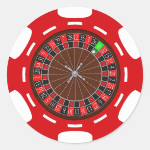 POKER CHIP MIT ROULETTE-RÄDER RUNDER AUFKLEBER