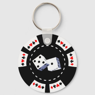POKER-CHIP MIT WÜRFEL-VERZIERUNG SCHLÜSSELANHÄNGER