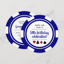 Poker Chip Navy Blue White Vegas Casino