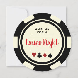 Poker Chip Schwarz-weißes Casino Einladung