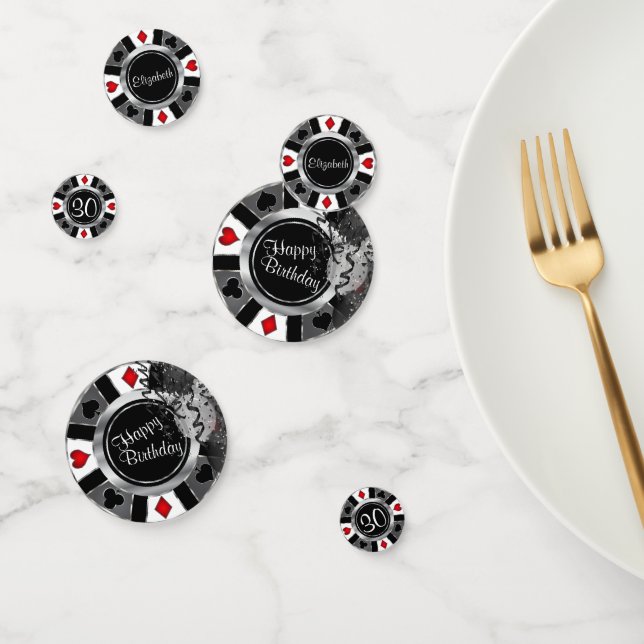 Poker Chip - Silver & Black Konfetti (Gruppe)