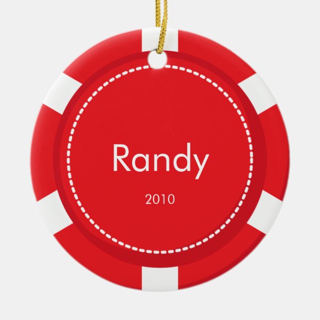 Poker-Chip-Weihnachtsverzierung Keramikornament (Vorne)