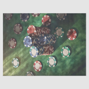 Poker Chips auf Filz gestapelt, Gaming Seidenpapier
