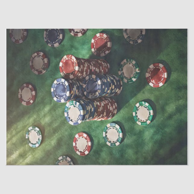 Poker Chips auf Filz gestapelt, Gaming Seidenpapier (Vorderseite)