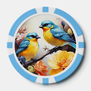 Poker Chips - Blaue Liebesvögel