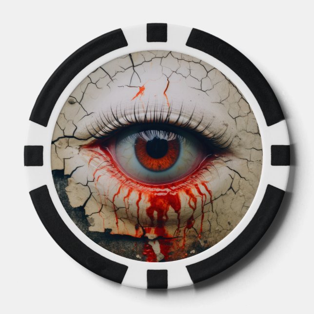 Poker Chips mit Creepy Eyeball Horror Casino (Vorderseite)