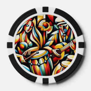 Poker Chips - Musiker, Gitarre, Bongos, Geometrie