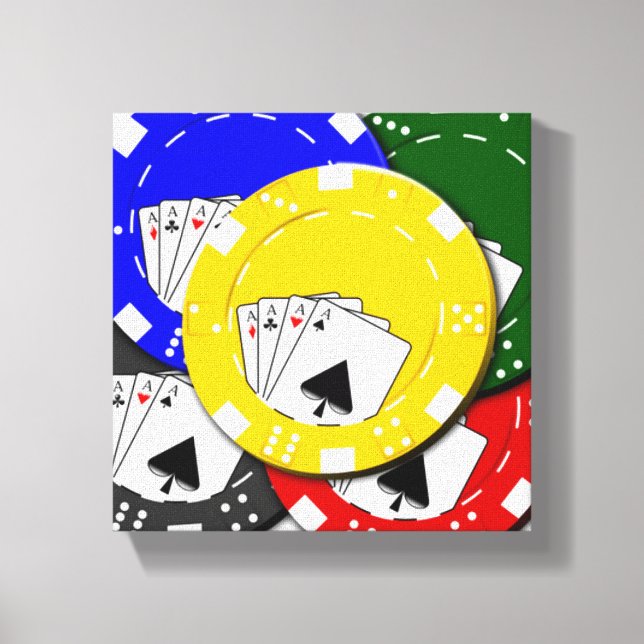 Poker Chips Stretched Canvas Print Leinwanddruck (Vorderseite)